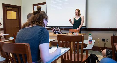 Russian Major Students in class giving presentations